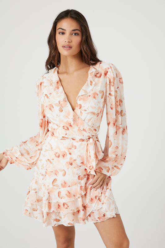 VESTIDO MINI CRUZADO CON FALDA EN CAPAS
