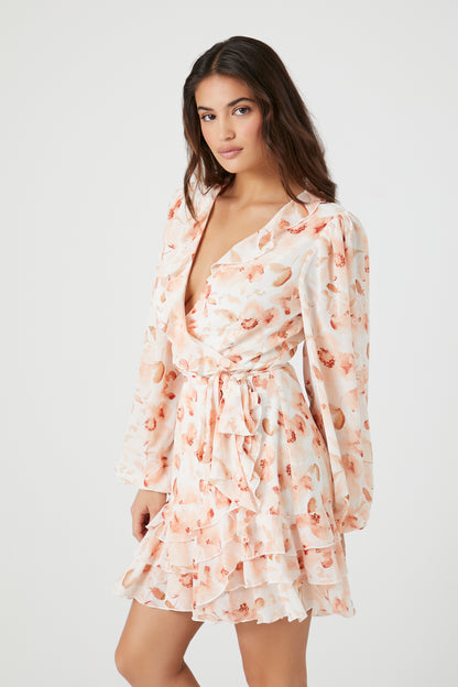 VESTIDO MINI CRUZADO CON FALDA EN CAPAS