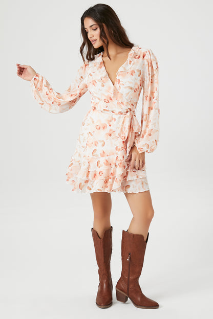 VESTIDO MINI CRUZADO CON FALDA EN CAPAS