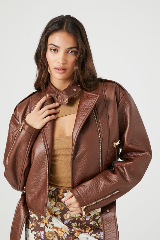 CHAQUETA BIKER DE CUERO ECOLÓGICO