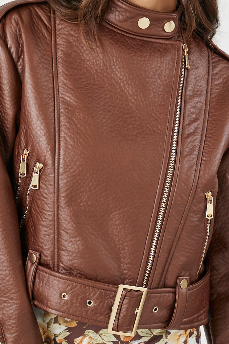 CHAQUETA BIKER DE CUERO ECOLÓGICO