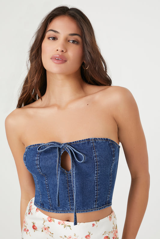 TOP DENIM STRAPLESS
