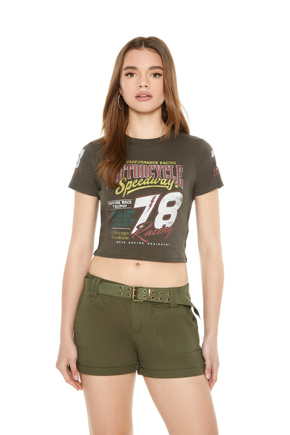 POLERA CROPPED LOGO "MOTORCYCLE"
