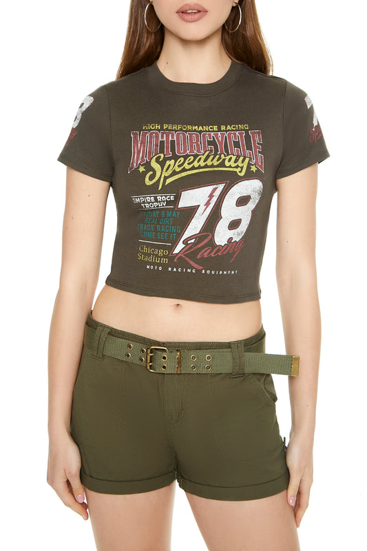 POLERA CROPPED LOGO "MOTORCYCLE"