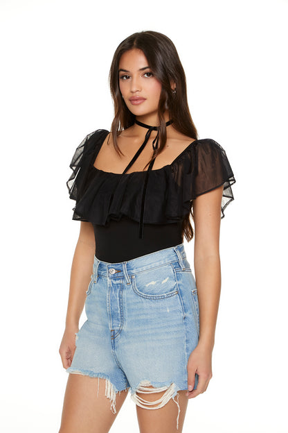 BODY LICRADO CON DETALLE DE MANGAS CON VOLADOS