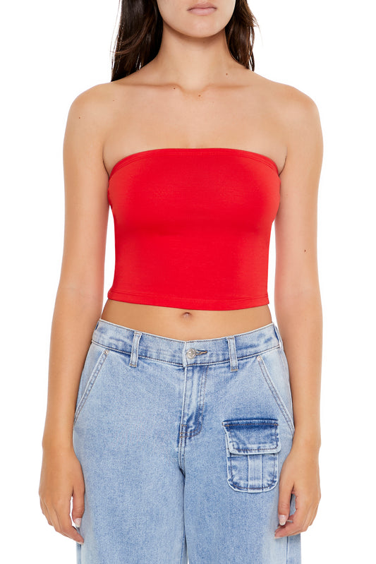 CROP TOP STRAPLESS DE ALGODÓN LICRADO