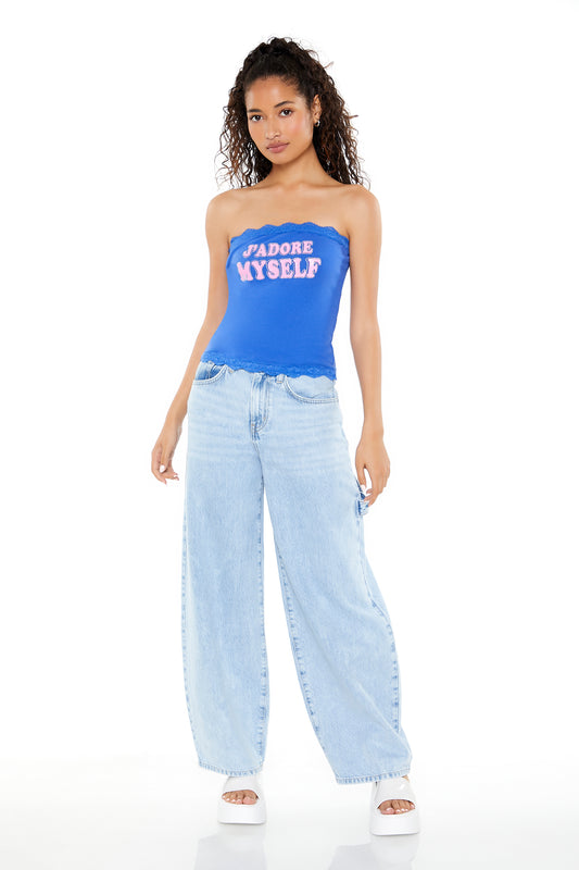 TOP STRAPLESS LOGO "JADORE MYSELF"