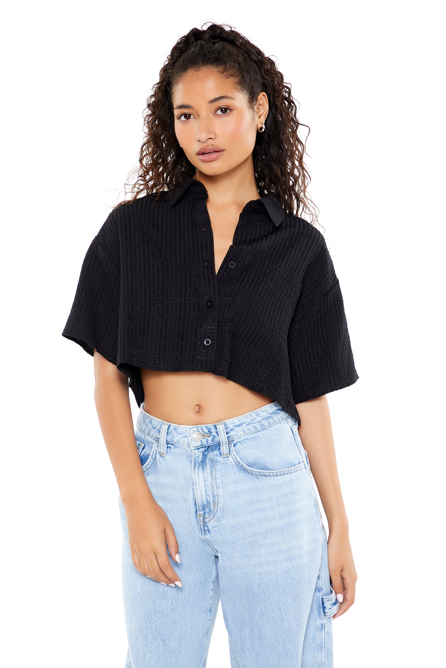 CAMISA CROPPED TEXTURIZADA
