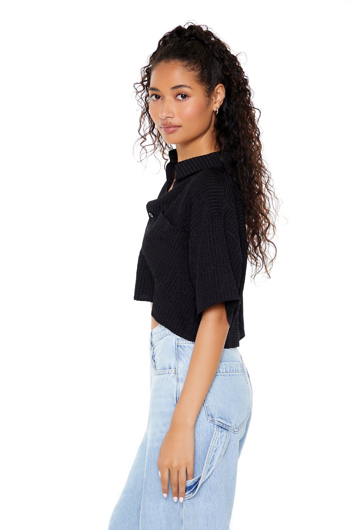 CAMISA CROPPED TEXTURIZADA