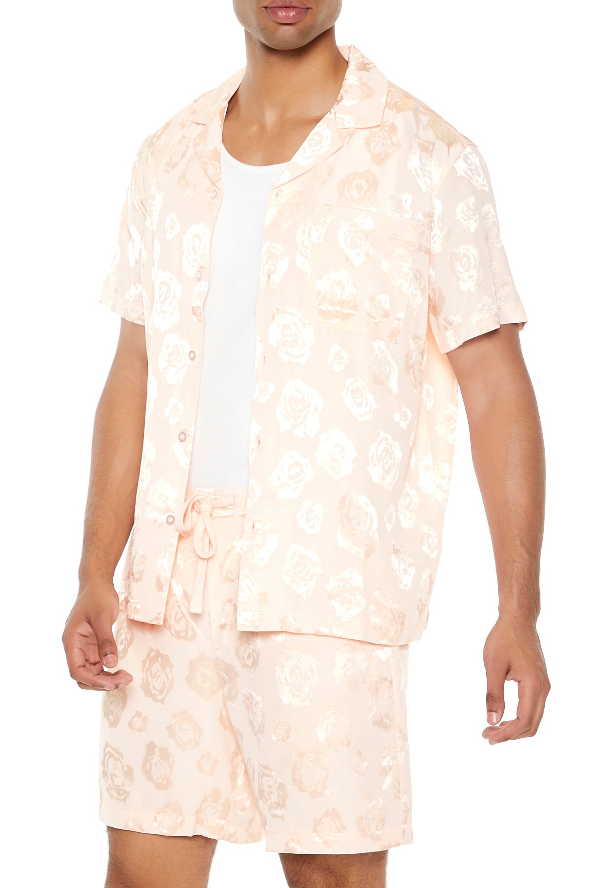 CAMISA DE SATÍN CON ESTAMPADO FLORAL