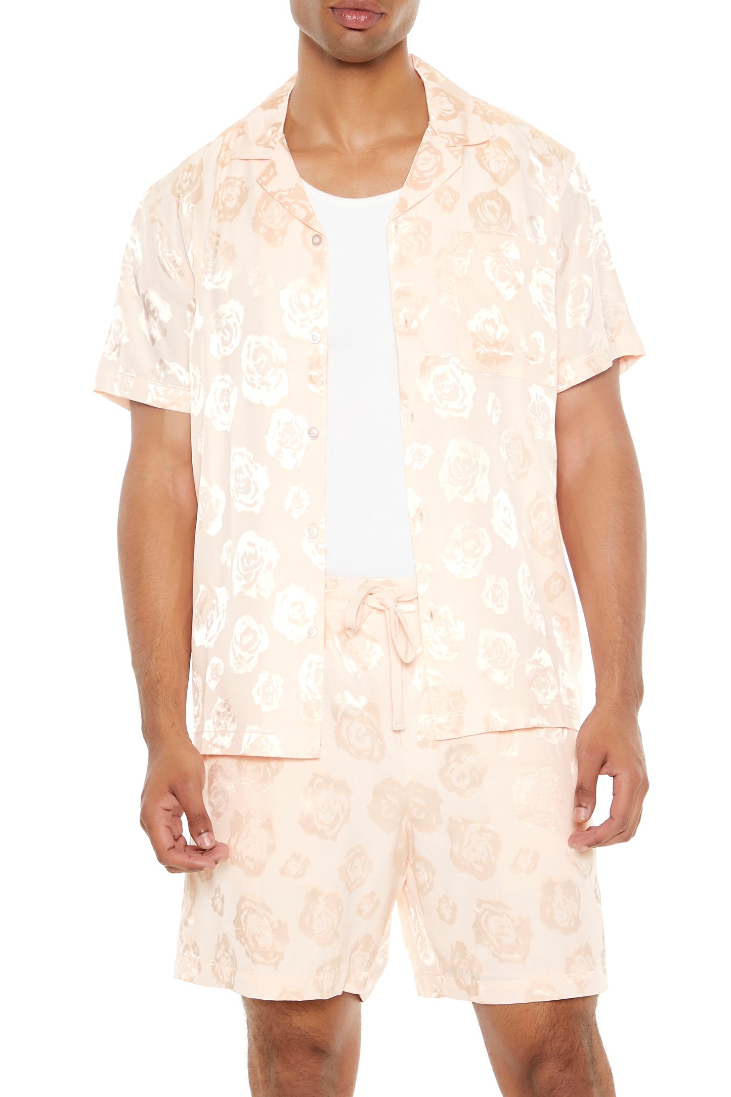 CAMISA DE SATÍN CON ESTAMPADO FLORAL