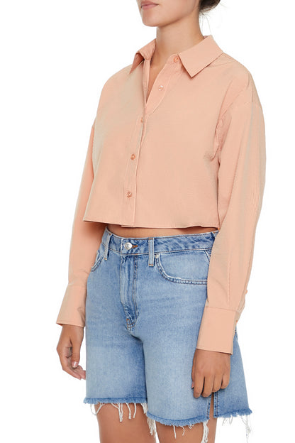 CAMISA CROPPED MANGA LARGA