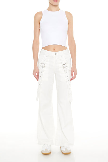 PANTALON WIDE-LEG CON DETALLES FRONTALES