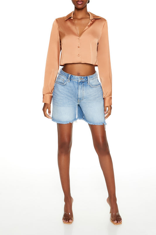 CAMISA DE SATIN CROPPED