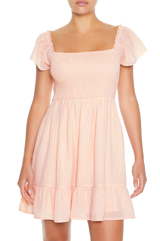 VESTIDO MINI CON MANGAS ABULLONADAS