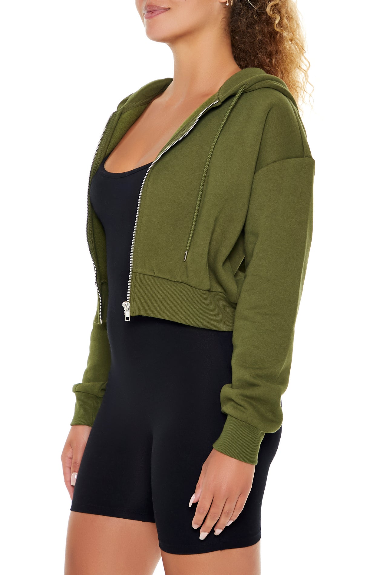 SUDADERA CROPPED CON CAPUCHA