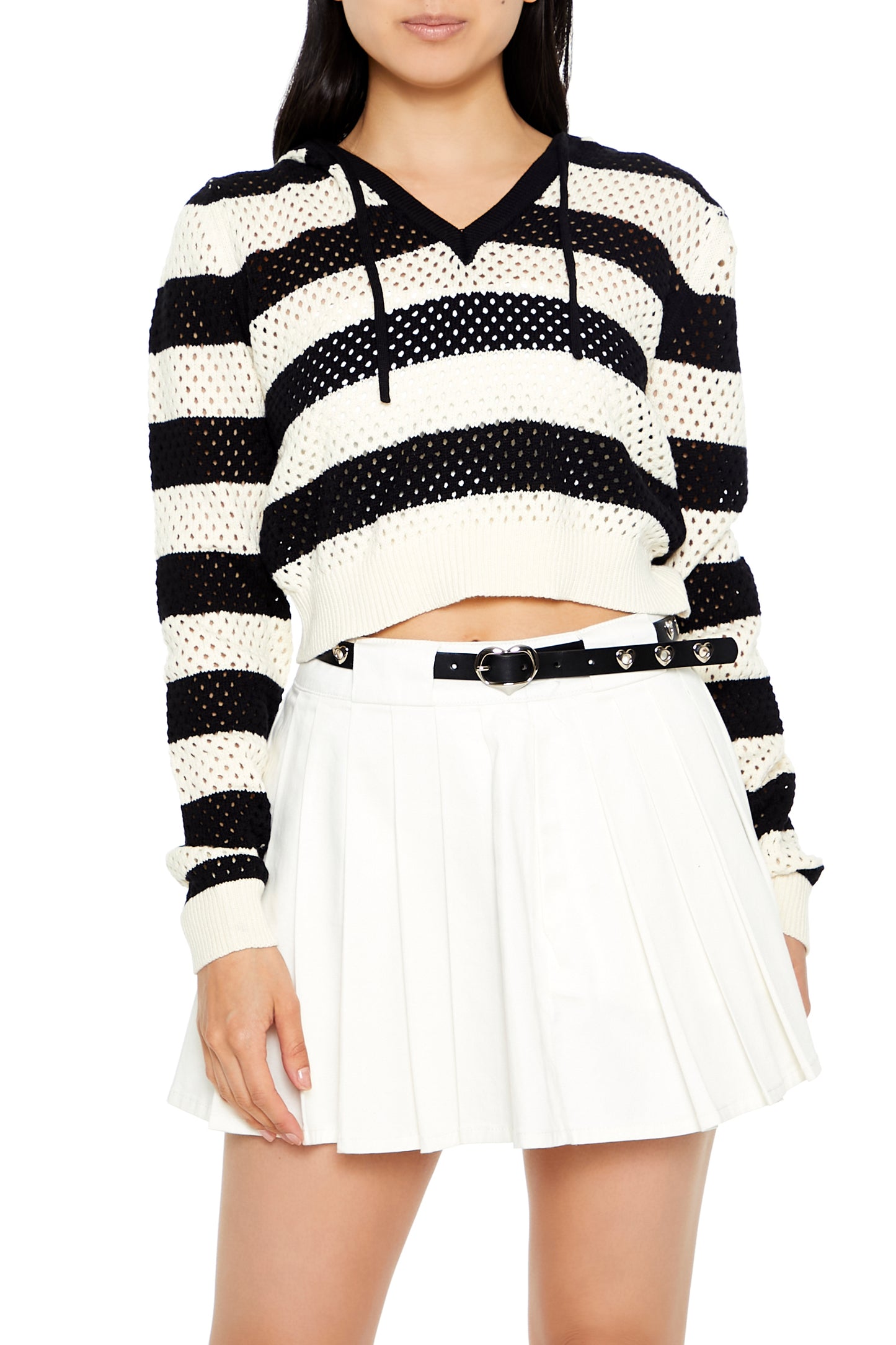 SWEATER TEJIDO CROPPED CON FRANJAS
