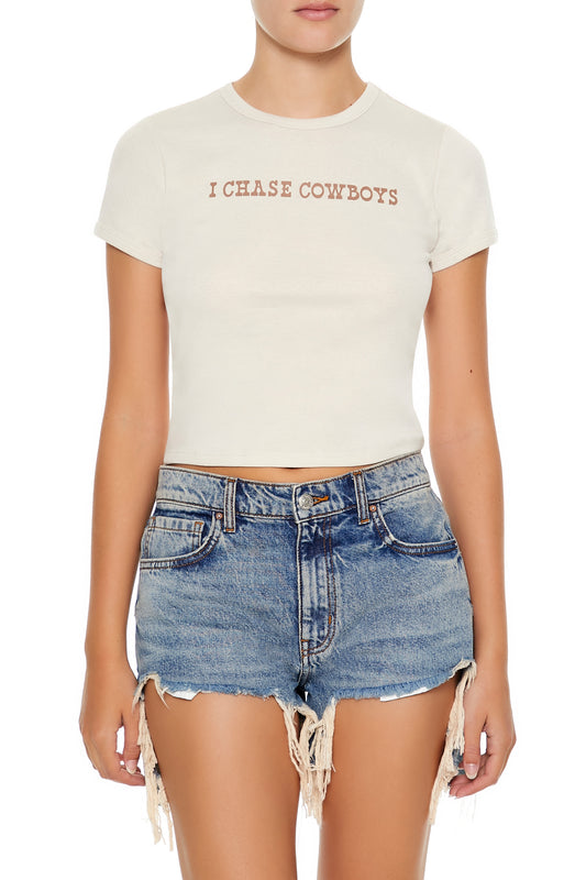 POLERA BABY TEE LOGO "I CHASE COWBOYS"