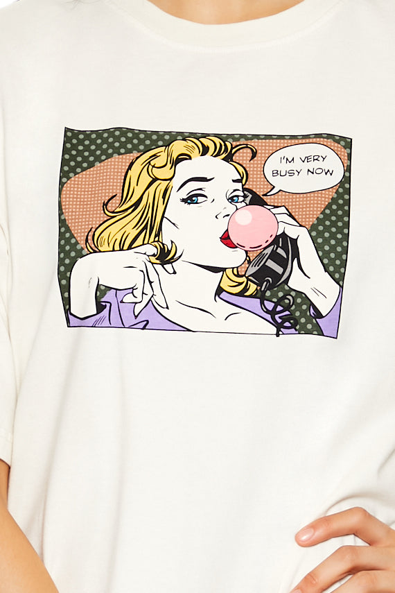 POLERA OVERSIZED LOGO DE " IM VERY BUSY NOW"