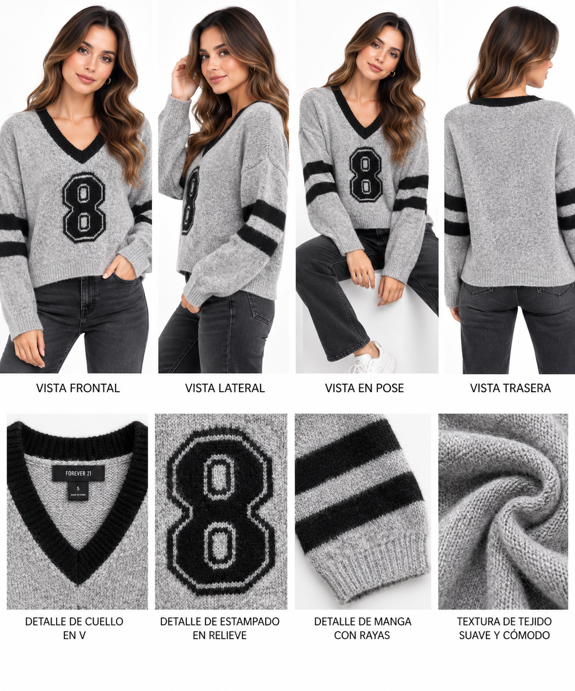 SWEATER DE TEJIDO SUAVE, ESCOTE CUELLO EN V