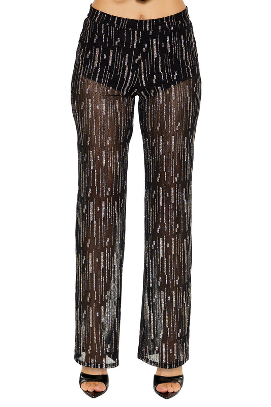 PANTALONA TRASLÚCIDA CON DETALLES DE BRILLOS