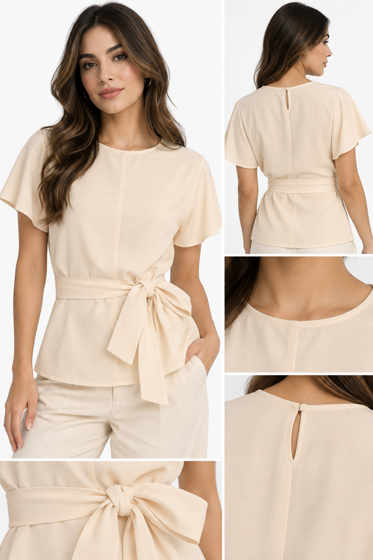 BLUSA DE GASA CON LAZO EN LA CINTURA