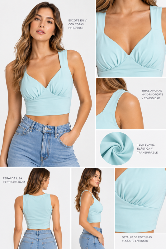 ACTIVE, TOP DEPORTIVO SPANDEX,ESCOTE EN V