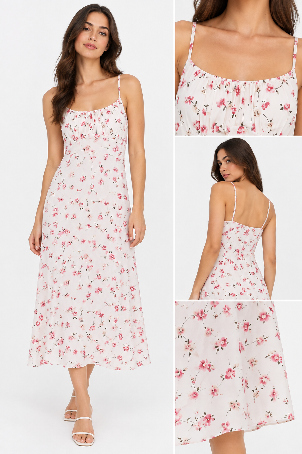 VESTIDO MIDI DE TIROS CON ESTAMPADO FLORAL