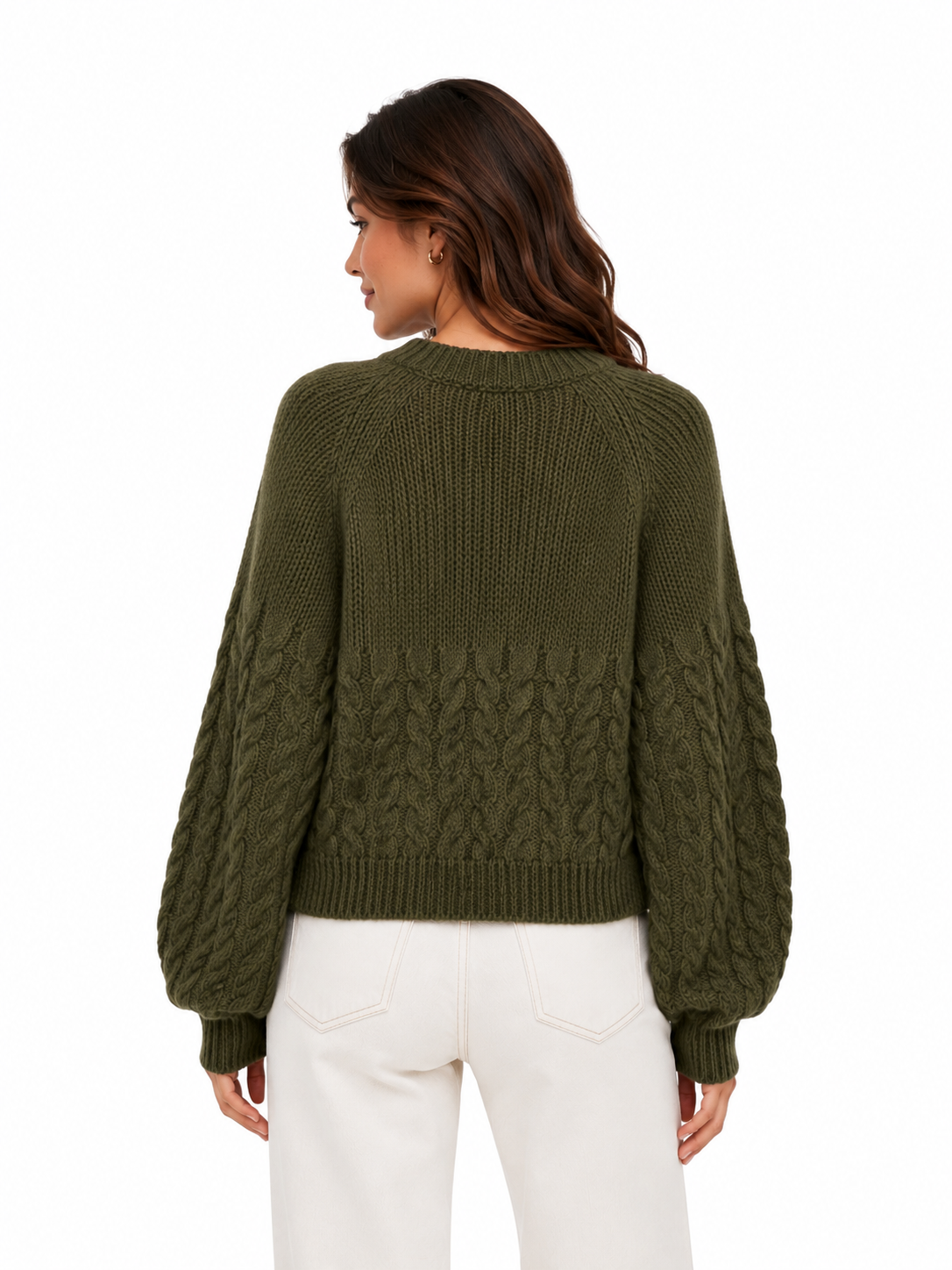 SWEATER TEJIDO MANGA ABULLONADA CON TEXTURAS