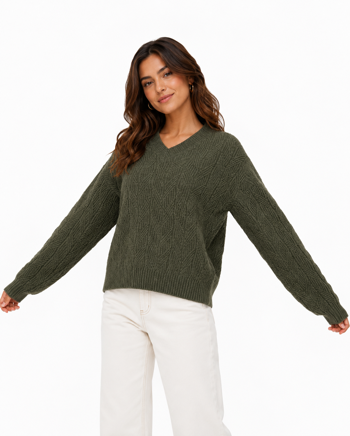 SWEATER TEJIDO OVERSIZED CUELLO EN V