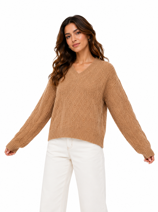 SWEATER TEJIDO OVERSIZED CUELLO EN V