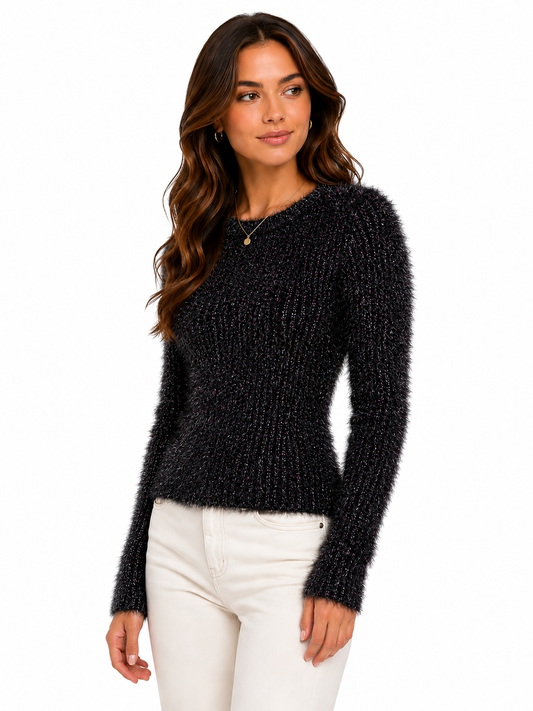 SWEATER  AFELPADO CON DETALLES DE HILOS PLATEADOS