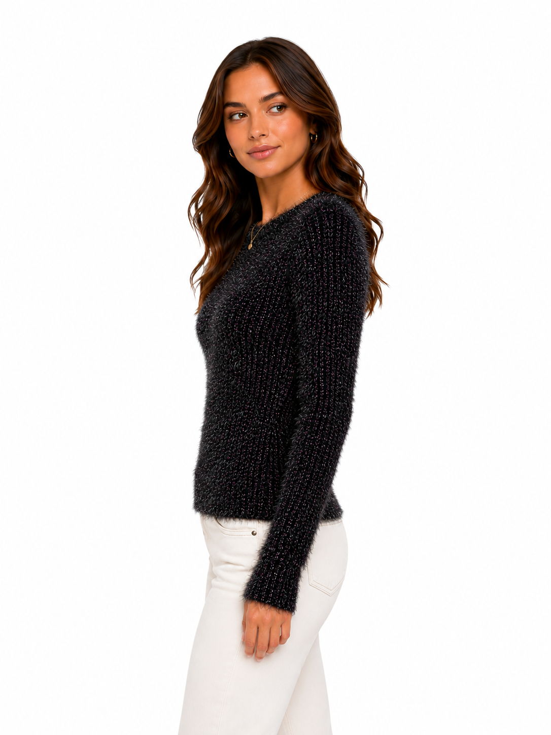 SWEATER  AFELPADO CON DETALLES DE HILOS PLATEADOS