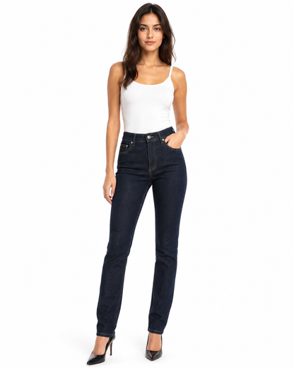 PANTALON DENIM STRAIGHT CLÁSICO DE TIRO ALTO