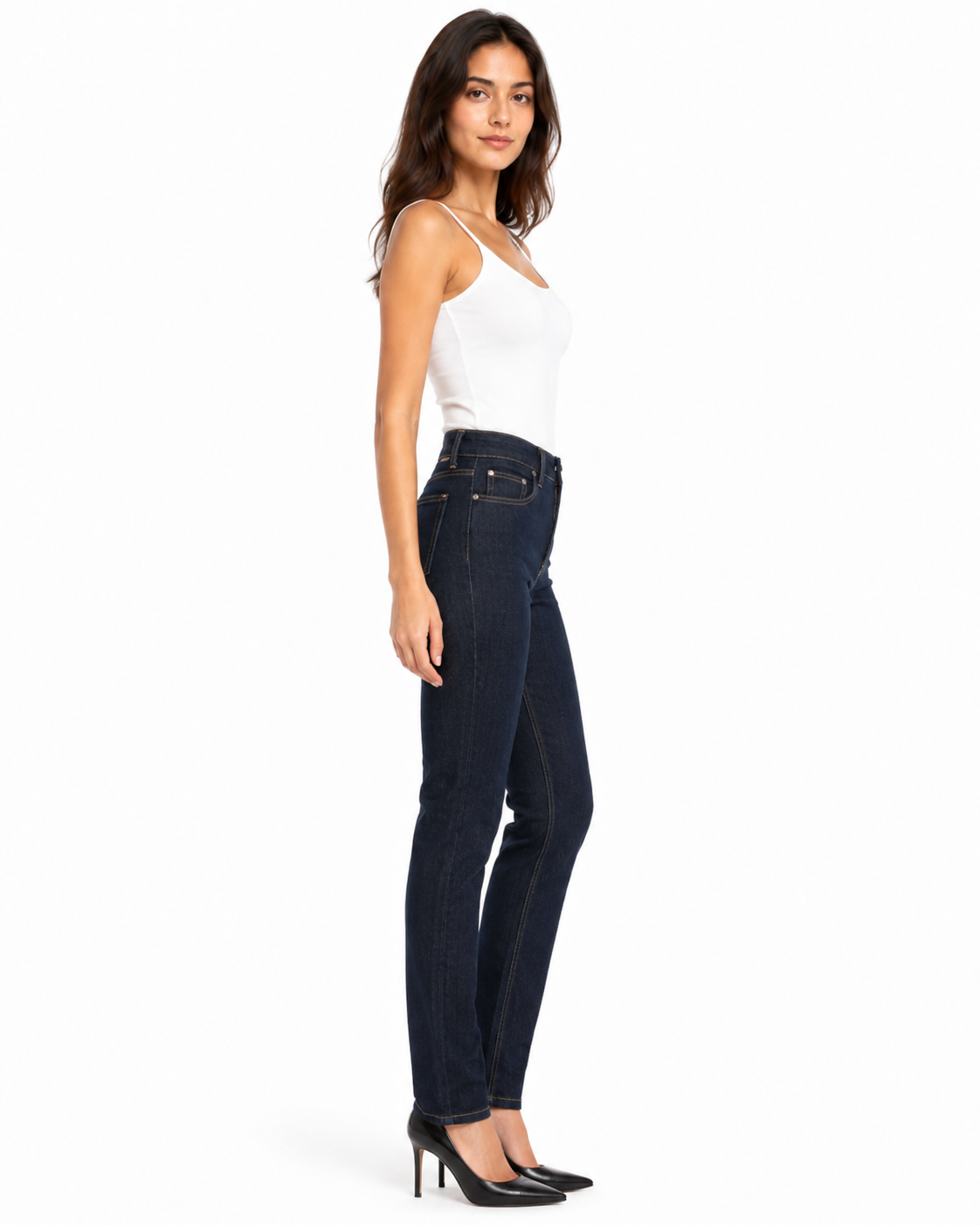 PANTALON DENIM STRAIGHT CLÁSICO DE TIRO ALTO