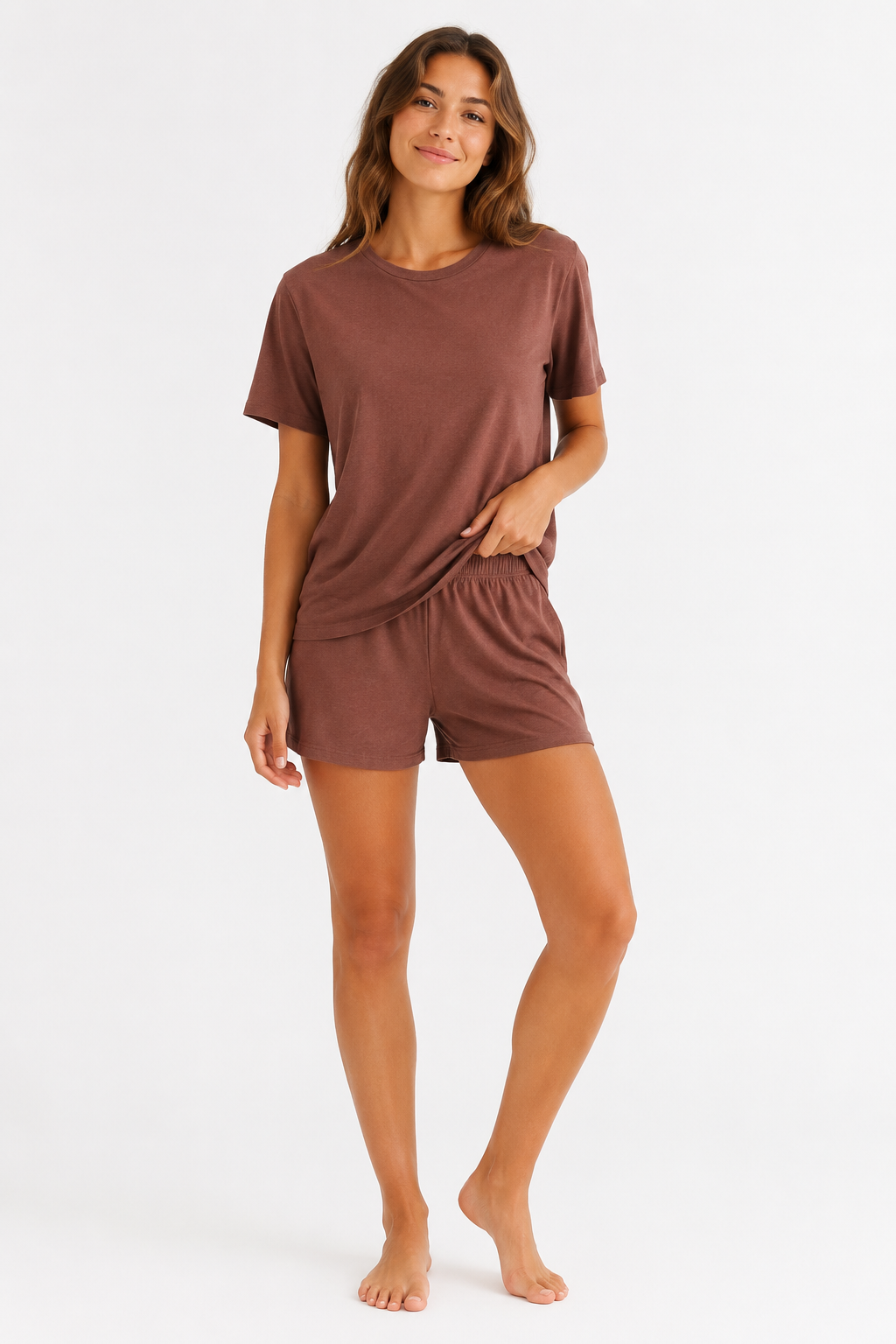 SET DE PIJAMA DE POLERA OVERSIZED CON SHORT DE ALGODÓN LICRADO