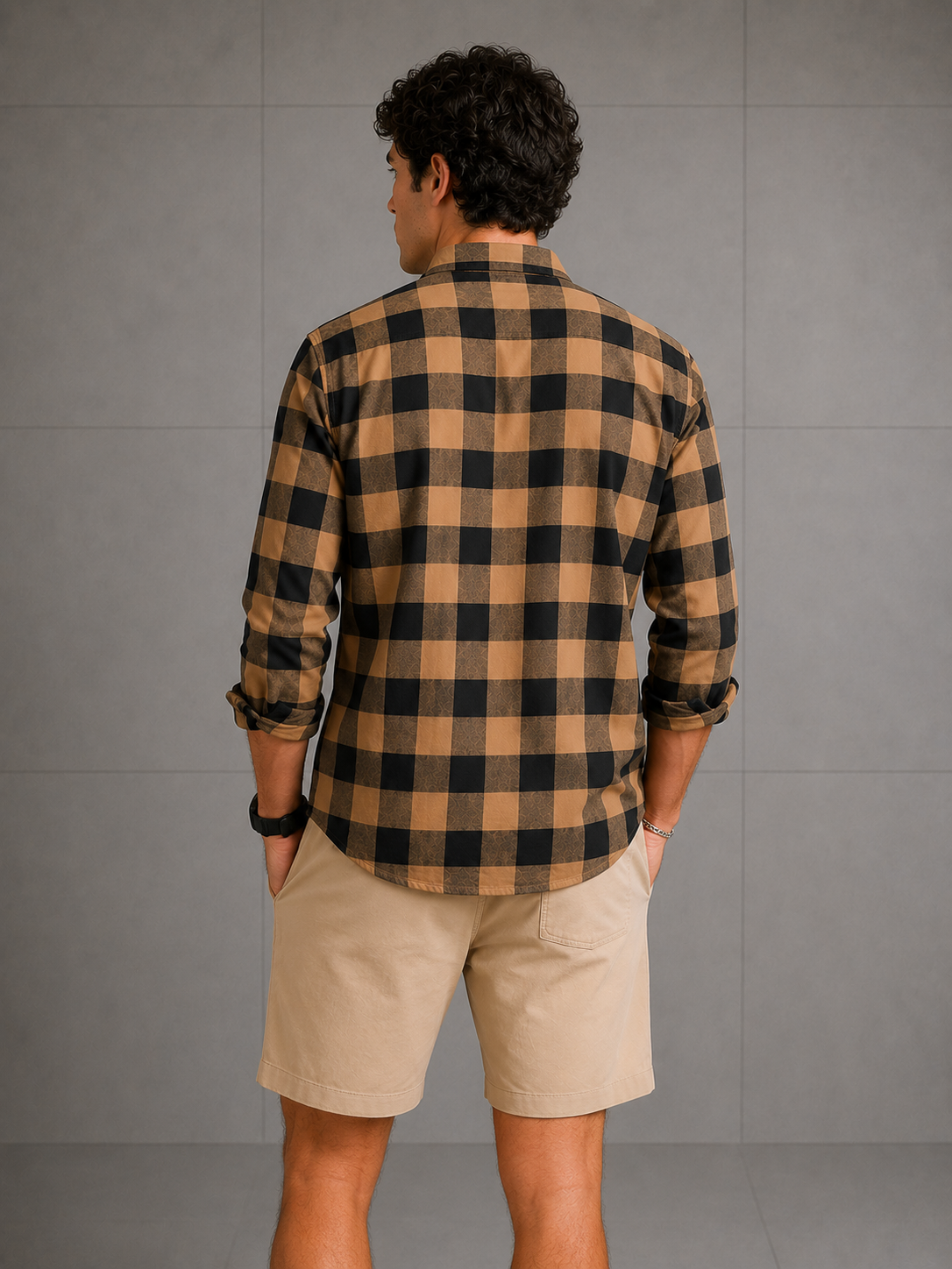 CAMISA DE FRANELA MANGALARGA A CUADROS