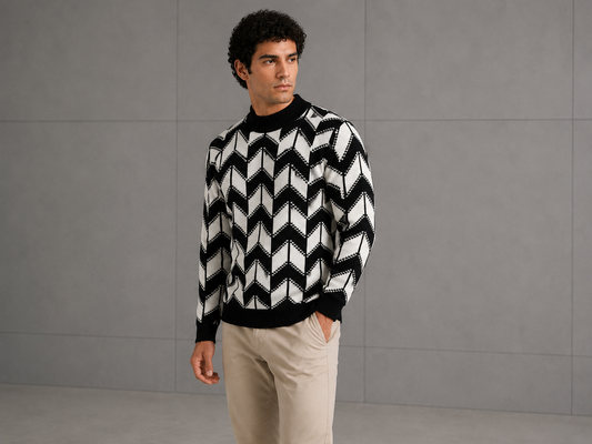 SWEATER TEJIDO CON PATRON ZIGZAG