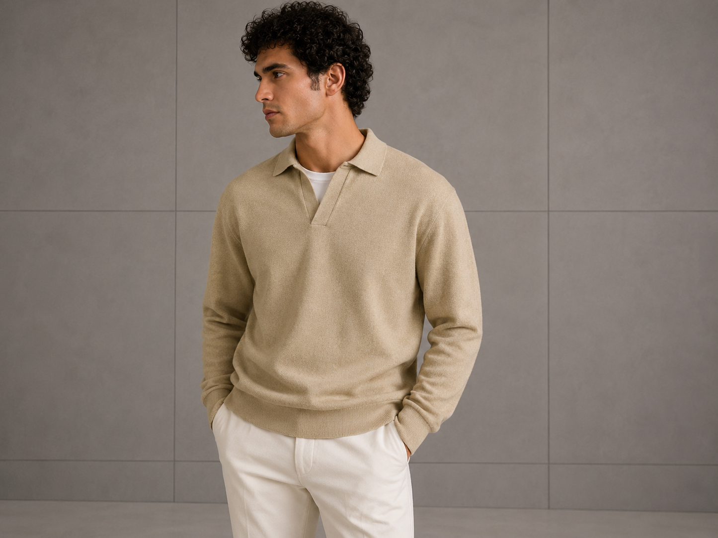 SUDADERA CUELLO V TEXTURA DE TEDDY