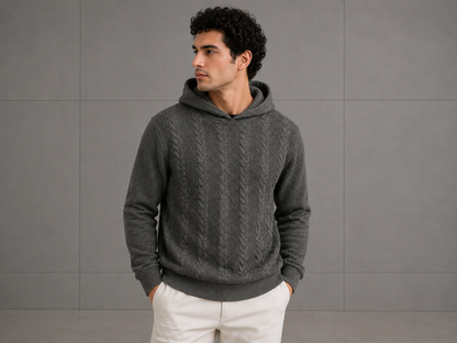 HODDIE TEXTURIZADO CON PATRON DE TRENZAS VERTICALES