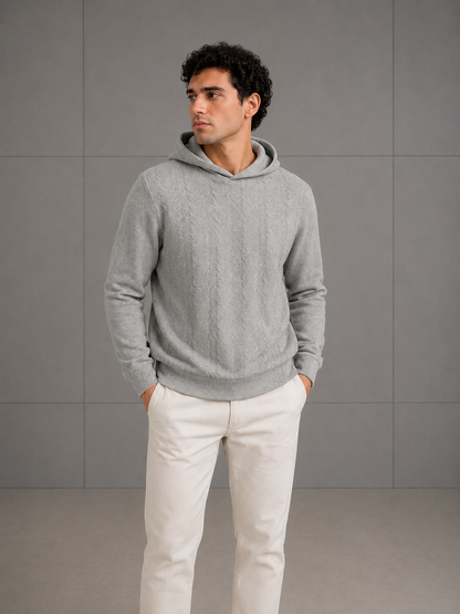 HODDIE TEXTURIZADO CON PATRON DE TRENZAS VERTICALES