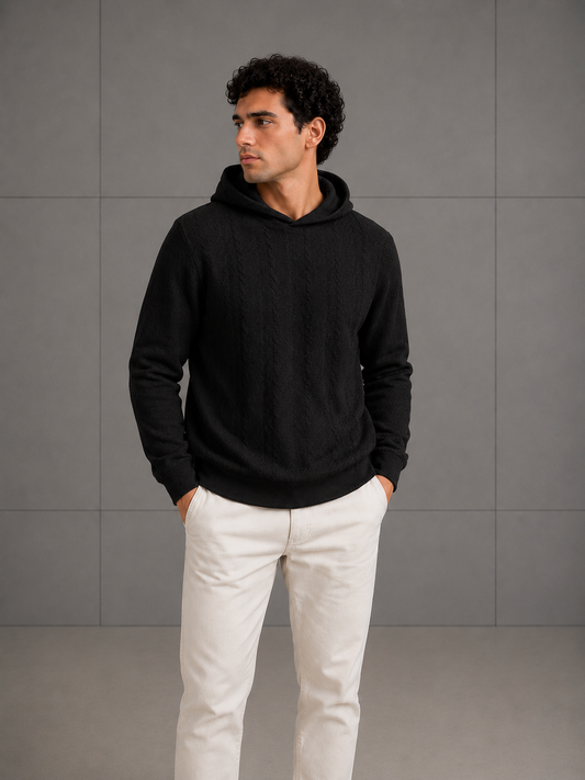 HODDIE TEXTURIZADO CON PATRON DE TRENZAS VERTICALES