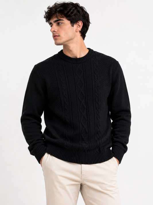 SWEATER TEJIDO TEXTURIZADO CON PATRONES GEOMÉTRICOS
