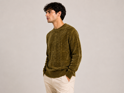 SWEATER ATERCIOPELADO CON PATRON DE CUADROS