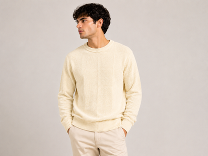 SWEATER ATERCIOPELADO CON PATRON DE CUADROS