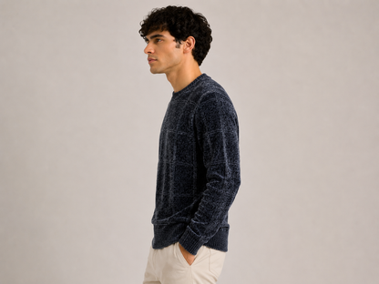 SWEATER ATERCIOPELADO CON PATRON DE CUADROS