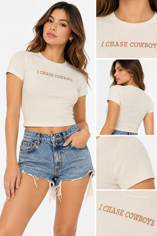 POLERA BABY TEE LOGO "I CHASE COWBOYS"
