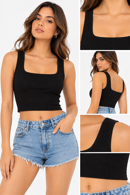 SWEATER CROPPED DE ESCOTE CUADRADO