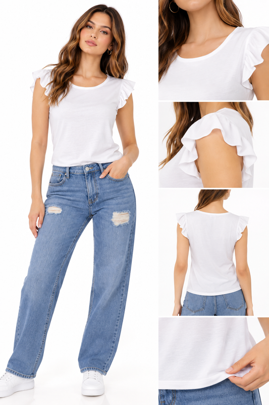 BLUSA CON DETALLE DE VOLADO EN LA MANGA