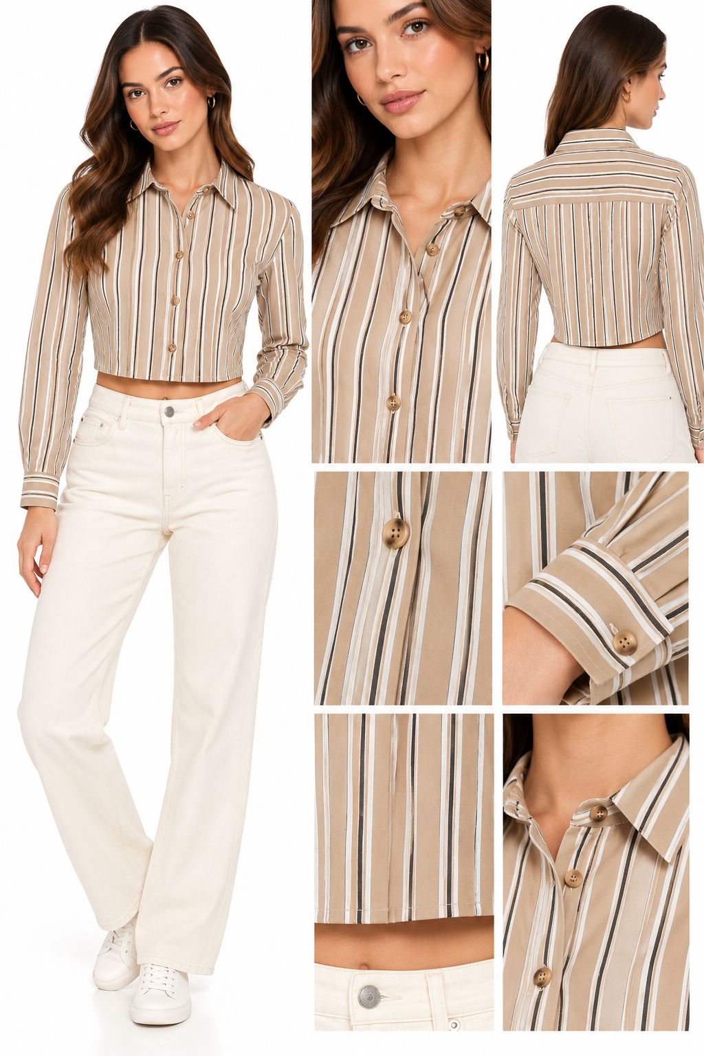 CAMISA CROPPED MANGALARGA CON LINEAS